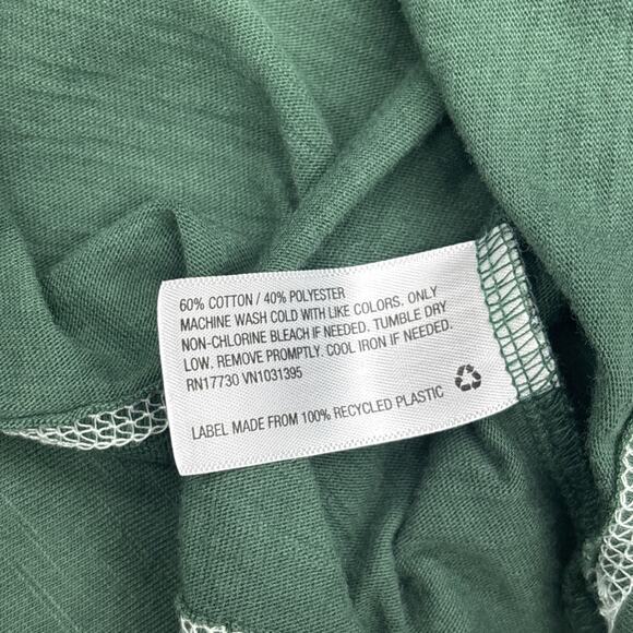 Wild Fable Long Sleeve Cropped Loose Relaxed Fix Green Shirt White Stitching - Picture 4 of 8